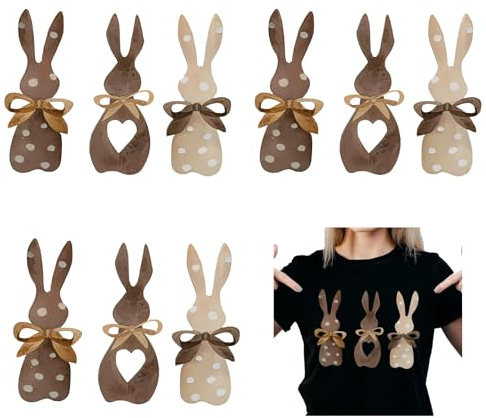 3pcs Retro Easter Bunny Bowtie Iron On Transfers for T-Shirts Rub on Transfers Stickers Vinyl Ready to Press Stickers Iron on Decals for T-Shirts Clothing Hoodie DIY Crafts