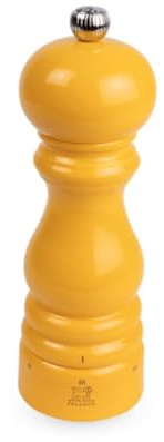 PEUGEOT - Paris u'Select 18 cm Salt Mill - ParisRama Collection - 6 Grind Settings - Powdered Salt Innovation, Zirlion Mechanism - PEFC-Certified Wood - Made in France - Glossy Saffron Yellow Finish
