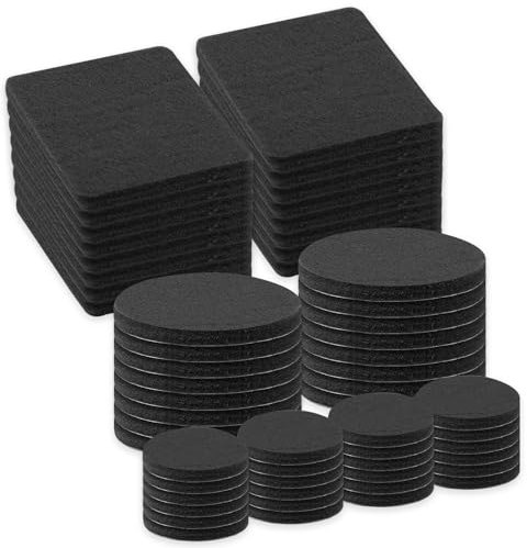 56 Pcs Furniture Felt Pads, Self Adhesive Furniture Pads for Hardwood Floors, Non Slip Furnitures Pad Protecting from Nicks, Dents and Scratches（Black）