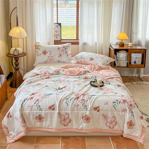Odot Edredón Verano Cama 150/180/200/220, 2,5 TOG Reversible Edredon Acolchado Invierno Sin Funda - Ligera y Respirable Manta de Suave para Días Calurosos (Magnolia,220 * 240cm)