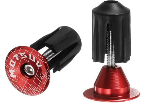 sourcing map Bar End Plugs Aluminum Handlebar End Caps Bike Plugs 0.7oz Expanding Locking for MTB Road BMX Fixed Gear Bike, Red