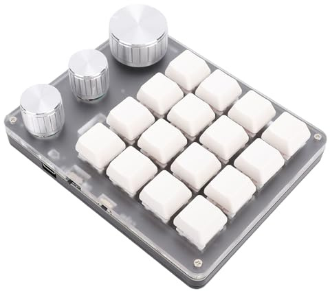 Mekaniskt Tangentbord, Bluetooth 2.4G WIRED 16 Tangent Knappsats LED -bakgrundsbelysta med 3 Knoppar, 3 Lägen Kompakta Anpassningsbara Tangentbord för Laptop PC Desktop, Red (Vit)