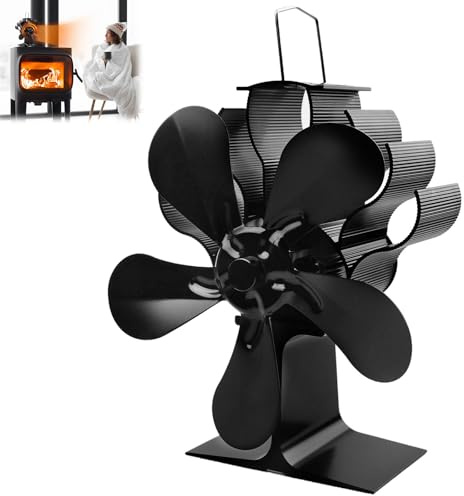 Ventilatore per stufa – Ventilatore per stufa a calore senza corrente, ventilatore per stufa a legna, termoventilatore silenzioso per la distribuzione del calore, ventola a 5 fogli