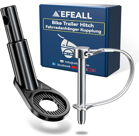 EFEALL Attacco Rimorchio Bici, 12 mm Robusto Gancio Traino Bici con Perni di Sicurezza, Attacco per Carrello Bicicletta in Acciaio Resistente, Gancio Bicicletta per Rimorchio Bambini, Cani, Merci
