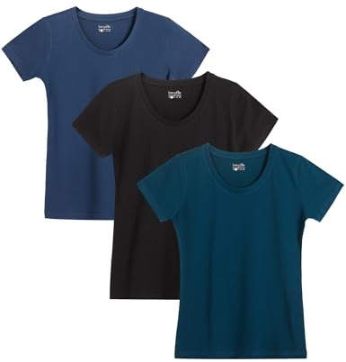 berydale Maglietta Basic con Scollo Rotondo, da Donna, Confezione da 3/5, in 100% Cotone, Disponibile in Diversi Colori