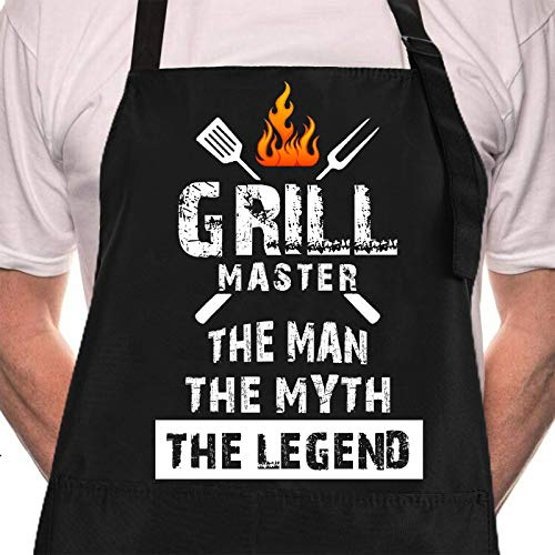 Rosoz Funny BBQ Chef Aprons for Men, Grill Master, Kitchen Cooking Aprons