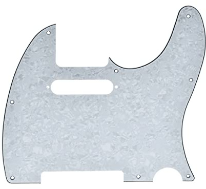 KAISH Battipenna a 8 fori per chitarra stile Tele TL con fori per viti di montaggio per pickup, per Tele/Telecaster, bianco perla