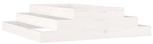 vidaXL Solid Pine Wood Planter – Stair-step Structure in Elegant White - Ideal for Short to Long Rooted Plants, 110x110x27 cm