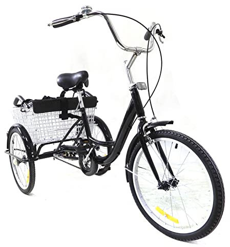 3 Räder Fahrrad mit Kindersitz & Einkaufskorb, 20 Verstellbarer Dreirad mit Manuelle Klingel Tricycle für Erwachsene Senioren ältere Menschen, Mädchen, Jungen, Herren und Damen