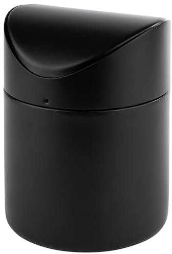 APS 40800 Tischrestebehälter aus Edelstahl, Abfallbehälter, Mülleimer, Schwarz, Ø 12 cm, H: 17 cm