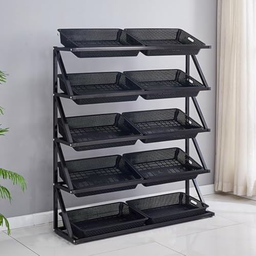 Présentoir de fruits et légumes de supermarché à 4/5 couches, support de marché de produits frais avec 8/10 paniers pour garde-manger de détail, magasins de proximité,120x35x140cm