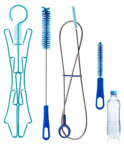 Kit de nettoyage 4 en 1 pour poche à eau, brosse de nettoyage pour poche d'hydratation, ensemble de nettoyage multifonction avec brosse longue flexible, petite brosse grande brosse pliable, 1 lot,