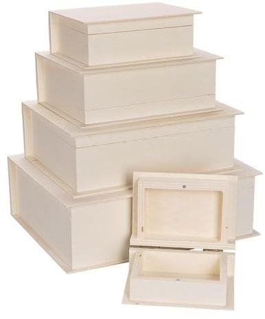 Ideen mit Herz | Set di scatole in legno | libri, scatola a forma di libro | con coperchio e chiusura in metallo | 5 pezzi | diverse dimensioni