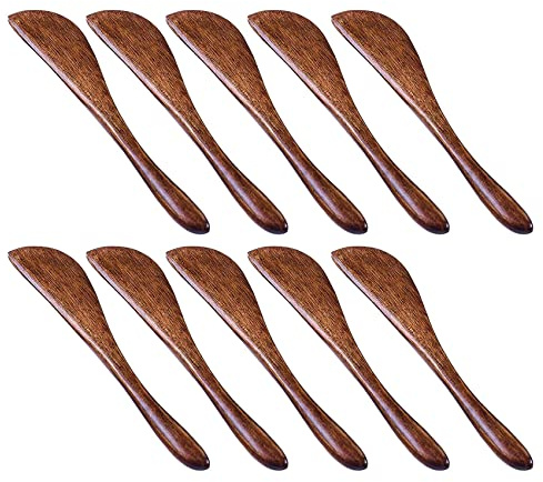 ivamulie 10 Stück Buttermesser Klein, Ergonomische Klein Holzmesser, 6 Marmeladenmesser, Butter Spatula, Butter Knife, Gelee Käse Spreizer Für Käse Butter Marmelade