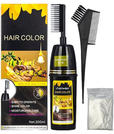 Brown Hair Dye Shampoo 3 en 1, Champú para tinte de pelo castaño oscuro, Shampoo Tinte Negro para Cabello, (200ml Marrón)