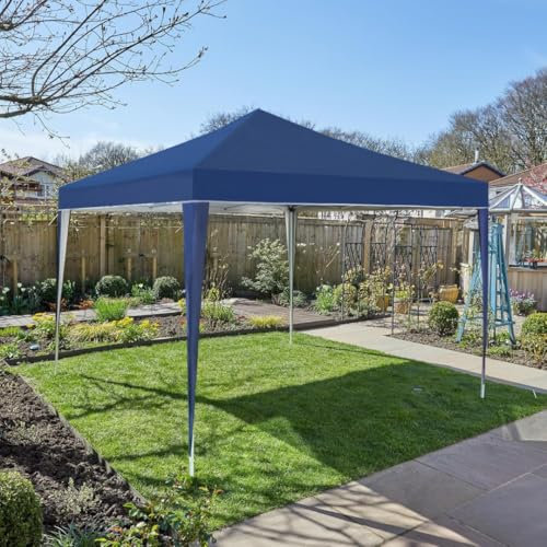 Home Source Pop Up Gazebo 2x2m Outdoor Garden Marquee Tent Waterproof Adjustable Height UV Protection Easy Up Blue With Carry Bag