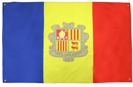 AZ FLAG Bandera Andorra 150x90 cm con 4 ojales, Pabellón Andorrano para balcón o pared