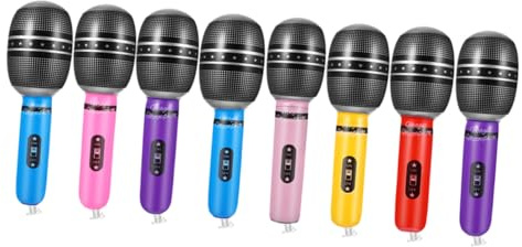 UPKOCH Lot De 8 Faux Microphones Gonflables 25 Cm Multicolores pour Jeu De Rôle Et Fête, Accessoires De Micro Factices Légers Et Réalistes, Jouets D’Imitation pour Spectacles Et Cosplay