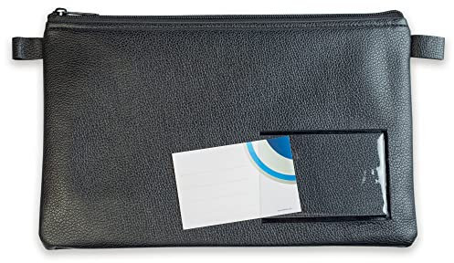 Banktasche 10716 mit Reißverschluss und Fenster für Visitenkarten und Beschriftung 27 x 17 cm A5 Kunstleder schwarz