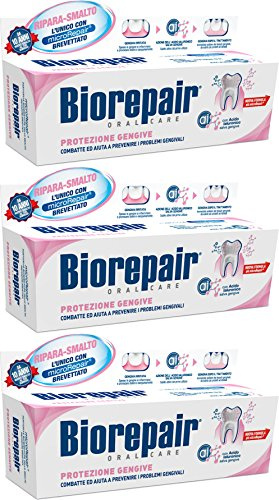 Biorepair: Protezione Gengive (Gum Protection) Toothpaste with microRepair, New Formula - 2.5 Fluid Ounce (75ml) Tubes (Pack of 3)