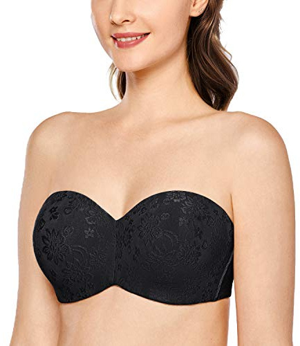 Delimira Axelbandslösa BH för större byst minimizer plus size bandeau bygel ofodrad jacquard