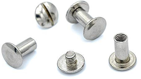 My Belt - 10 Stück Edelstahl Buchschrauben 10mm Nieten für Leder, Schraubnieten Gürtel, Gürtelnieten Set, Chicagoschrauben