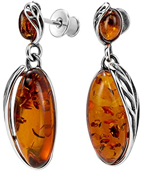 Copal Boucles DOreilles Femme En Ambre Et Argent Sterling Avec Design Ovale