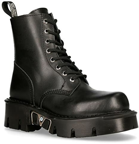 New Rock MILI-084N-S3 Schwarz Gotisch Stiefel Mode Militär Unisex 8 Loch Biker Schuhe Gote 38