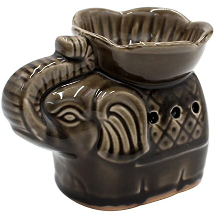 Dekohjälden24 doftlampa som elefant i brun/aromalampa/doftljus/doftlampa, L/B/H: ca 14 x 9 x 10 cm, 10 cm