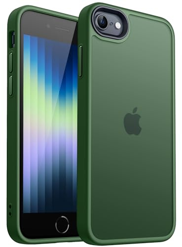 CANSHN Cover Opaca per iPhone SE 3/2 (2022/2020) / 7/8 (4,7 Pollici), Custodia Traslucida Opaca Protettiva Sottile Antiurto - Verde Scuro