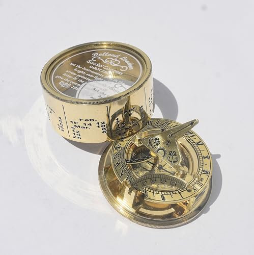 Bussola in ottone antico con meridiana in ottone e rame, decorazione nautica unica per uomini e decorazione domestica tascabile