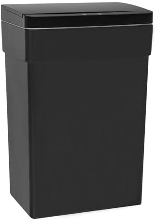 PayLessHere 13 Gallon 50 L Trash Can with Lid Plastic Kitchen Trash Bin Automatic Touch Free Motion Sensor Trash Can (1, Black)