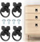 Taoduod 4 pcs Drawer Handles and Ring Pull Vintage Drawer Knobs Pulls Handles Black Single Hole Ring Cabinet Handle TV Cabinet Drawer Handle with 4 Screws for Cabinet Wardrobe Cupboard Dresser