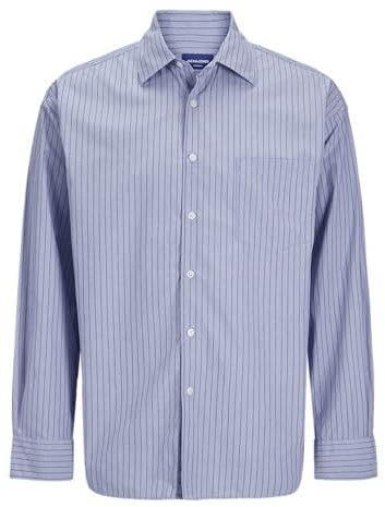 Joratlas Poplin Oversized skjorta Ls, Chambray Blue, M