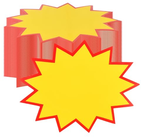 Cozlly 100 Etiquetas de Precios de 13 x 17 cm, Starburst Signos de Venta, Etiquetas Precios Tienda, Etiquetas de Venta, para Tiendas Minoristas, Supermercados, Garajes y Fiestas