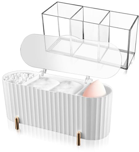 xianzhanEU Make up Organizer mit drei Fächern, Badezimmer Organizer, mit 1 Transparente kosmetik organizer, für Badezimmer, Schminktisch, Große Schmink Organizer