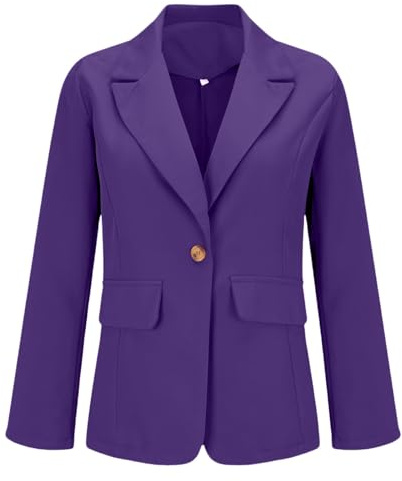 Blazer da donna elegante con maniche a 3/4 giacche da ufficio abiti formali da donna blazer cappotti business casual lavoro ufficio blazer giacca abbigliamento e blazer abbigliamento da lavoro, Viola,