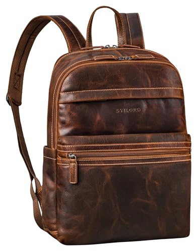 STILORD Gunnar Echtleder Business Rucksack Braun Damen Leder Groß Laptop Rucksack 15.6 Zoll Arbeitsrucksack Großer Lederrucksack Damenrucksack für Arbeit Uni Reisen