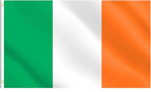 Grand drapeau irlandais de 1,5 x 0,9 m pour décorations de la Saint-Patrick, grand drapeau irlandais Irlande Décorations de fête pour fête nationale, défilé de football, bar, jardin, extérieur