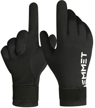 DEMMET neoprenhandskar dykning 1,5 mm/3 mm/5 mm fem fingrar värme dykning kostym vinterhandskar män och kvinnor slitstark skiddykning utrustning vintervärme (5 mm svart, S) (1.5MM, Stor)