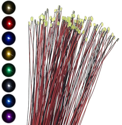 80 stycken 0805 lödda mini LED-lysdioder, 16 cm mikrolitkablar, förlödade Micro SMD LED 0805 förkopplade för gör-det-själv, modelltillverkning, modelllayout, dekoration etc, 8 blandade färger