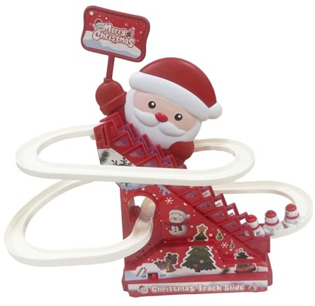 Jouet d'escalade et Toboggan Père Noël avec Musique et Lumières, électrique Escalade échelle Père Noël pour Escaliers Automatiques pour Cadeau Enfant, Décoration pour Sapin de Noël, 3 Figurines