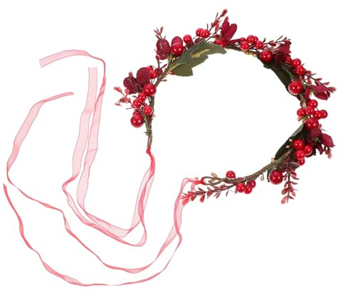 MERRYHAPY Diadema Novia Simulada con Rojas Tocado Único para Boda y Fiesta Navidad Accesorio de Pelo Elegante y Firme Adorno Ligero y Agradable para Piel Sensible