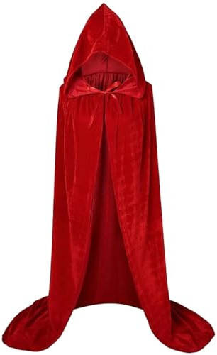 Kappa med huva med huva, medeltida lång kappa för cosplay, Halloween-fest, kvinnor, män, vuxna, lång tunika för Halloween(röd, 170)