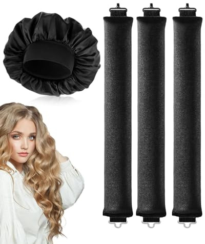 HUVZOR 3 Pezzi Bigodini Morbidi per Dormire, Indossa un Berretto da Notte, Bigodino Senza Calore per Capelli Ricci, Heatless Hair Curler DIY Arricciacapelli per Tutti i Tipi di Capelli