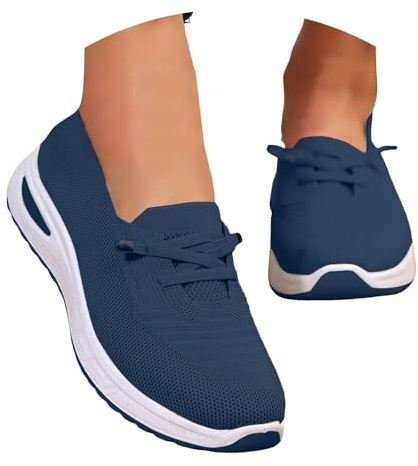 Zapatillas Mujer Sin Cordones Ortopédicas para Caminar Máximo Confort Transpirables con Cojín de Aire Amortiguación Antideslizante Deportivas Ligeras Slip On Tenis Trabajo Diario Fitness Soporte