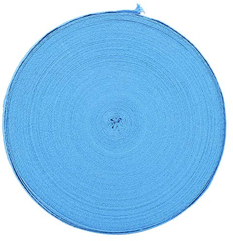 Bomullsvävtejp, 1/2 tums brett elastiskt band, sytejp i ren bomull för gör-det-själv hantverk, presentinslagning, hårrosetter, dekorativa projekt, 5 färgalternativ (Medium Blue)