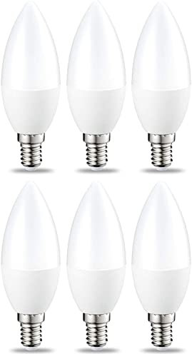 Amazon Basics LED-Leuchtmittel in Kerzenform, kleines Edison-Schraubgewinde E14, 4.9 W (entspricht 40-W-Glühbirne), Warmweiß, nicht dimmbar, 6 Stück (1er-Pack)