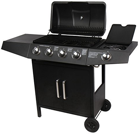 Barbacoa de Gas 4+1 Quemador, Negro