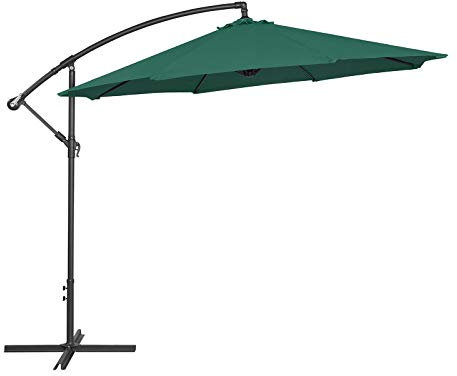 FP-TECH OMBRELLONE DA GIARDINO DECENTRATO 3X3 LATERALE RICHIUDIBILE, BEIGE CHIARO O VERDE (Verde)